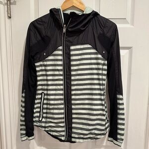 Lululemon teal and black striped jacket size 4
